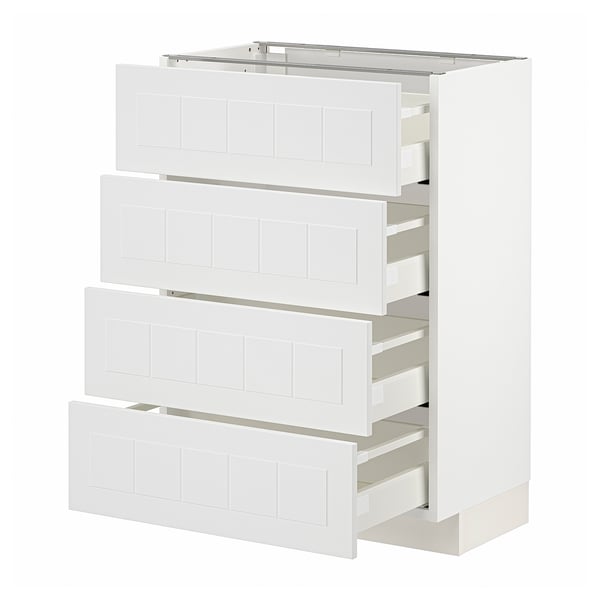 METOD / MAXIMERA Bänksk m 4 fronter/4 lådor - vit/Stensund vit 60x37 cm