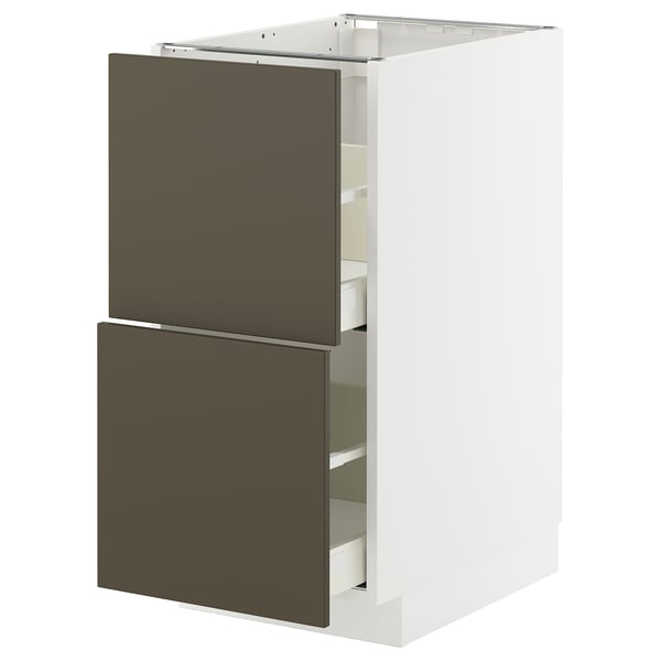 METOD / MAXIMERA Bänkskåp 2 fronter/2 höga lådor - vit/Havstorp brun-beige 40x60 cm