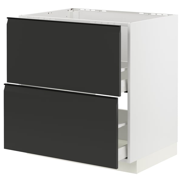 METOD / MAXIMERA Bänkskåp f diskbänk+2 frntr/2 lådor - vit/Upplöv matt antracit 80x60 cm