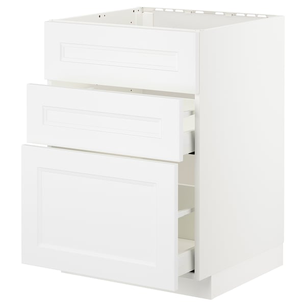 METOD / MAXIMERA Bänkskåp f diskbänk+3 frntr/2 lådor - vit/Axstad matt vit 60x60 cm