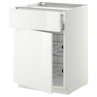 Vitt METOD köksskåp med trådlådor, modern design.