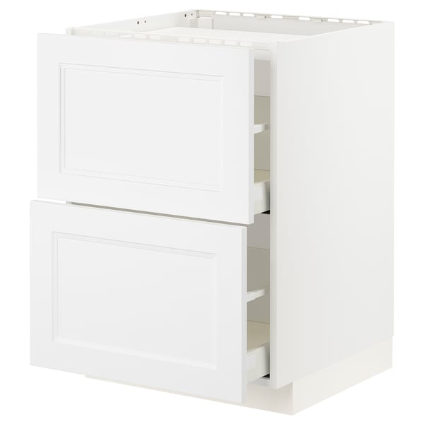 METOD / MAXIMERA Bänkskåp för häll/2 frntr/2 lådor - vit/Axstad matt vit 60x60 cm