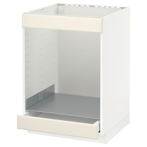 METOD / MAXIMERA Bänkskåp för häll+ugn med låda - vit/Bodbyn off-white 60x60 cm