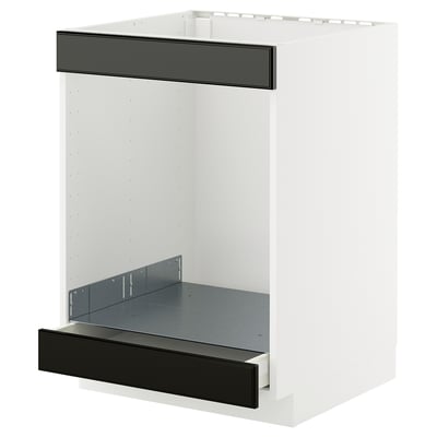 Ett METOD-köksskåp i vitt med svarta accenter, med en fullutdragslåda.