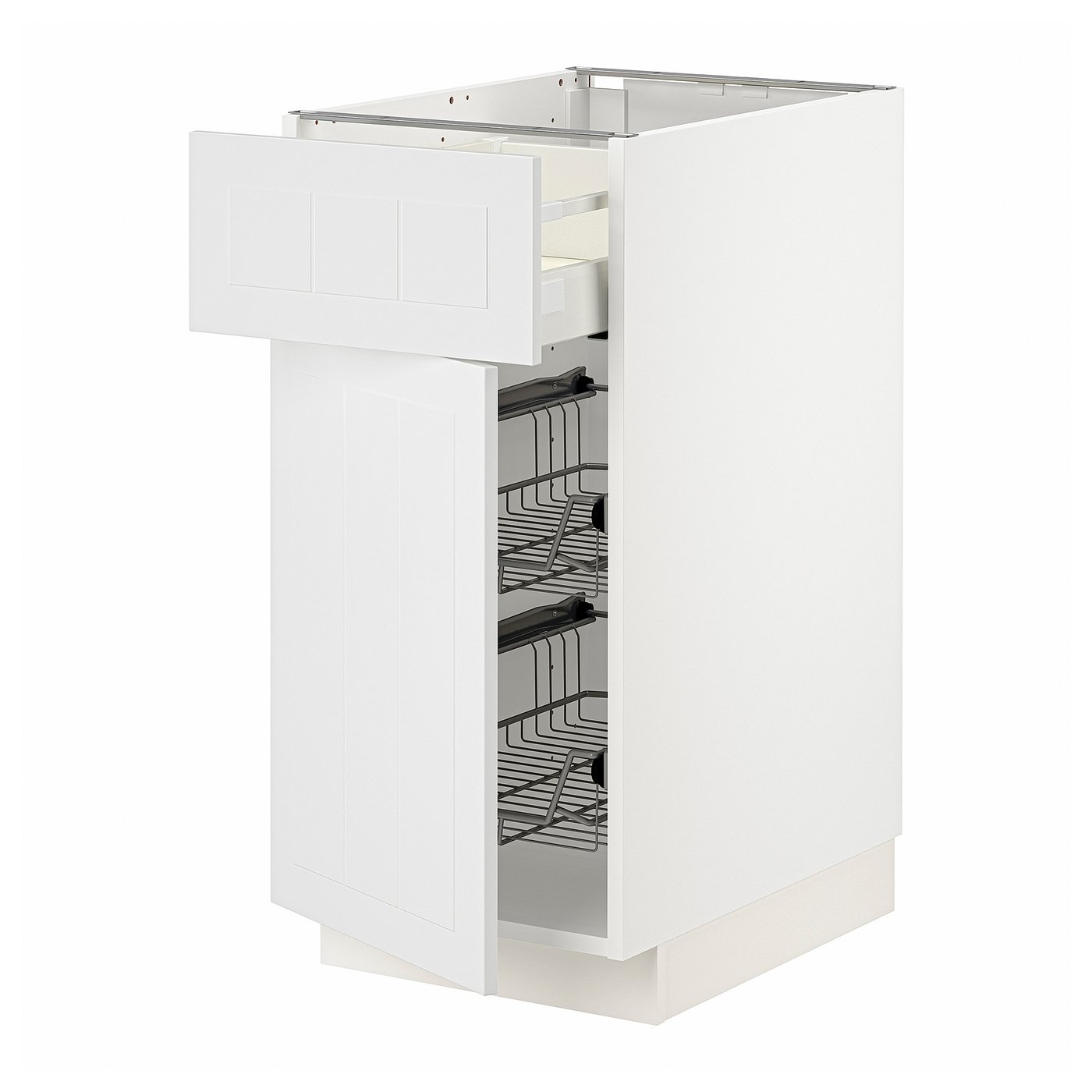 IKEA METOD / MAXIMERA bänkskåp m trådback/låda/dörr, vit/stensund vit, 40x60 cm