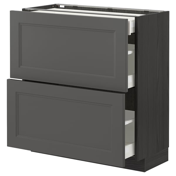 Mörkgrå METOD köksskåp med två lådor, modern design.