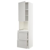 METOD köksskåp, ljusgrått, trä, högt med öppen topp och 2 lådor, modern design.