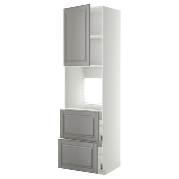 METOD / MAXIMERA Högsk f ugn m dr/2frnt/2 höga lådor - vit/Bodbyn grå 60x60x220 cm
