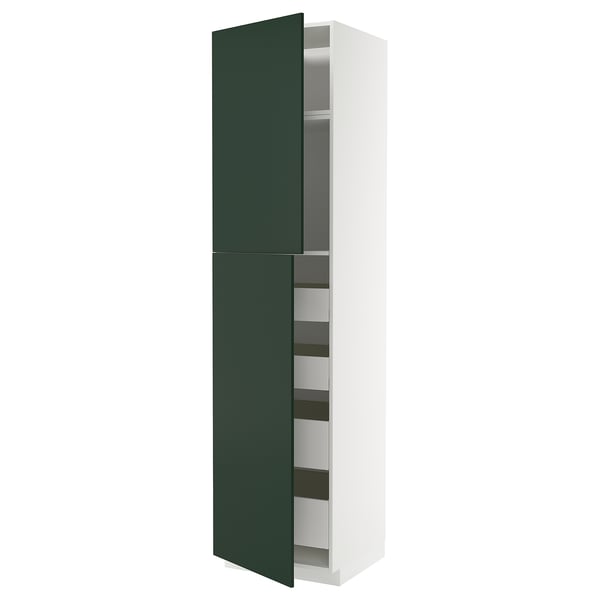 METOD / MAXIMERA Högsk m 2 dörrar/4 lådor - vit/Havstorp djupgrön 60x60x240 cm