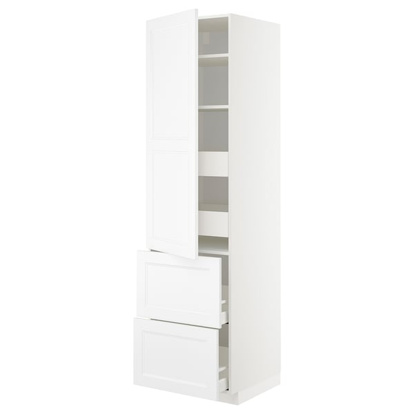 METOD / MAXIMERA Högsk m hllpln/4 lådor/dörr/2 frntr - vit/Axstad matt vit 60x60x220 cm