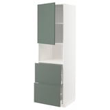 METOD köksenhet med gröngrå dörrar, modern design, inkluderar skåp och lådor.