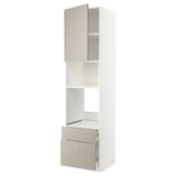Ikea METOD köksbänk i beige med öppna skåp och lådor.