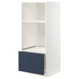 METOD köksskåp: vit ram, blå låda, justerbar hylla, elegant design.