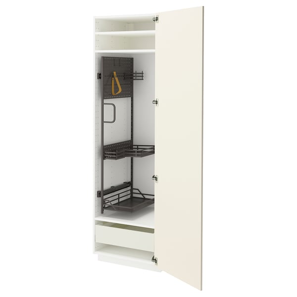 METOD / MAXIMERA Högskåp med städskåpsinredning - vit/Bodbyn off-white 60x60x200 cm