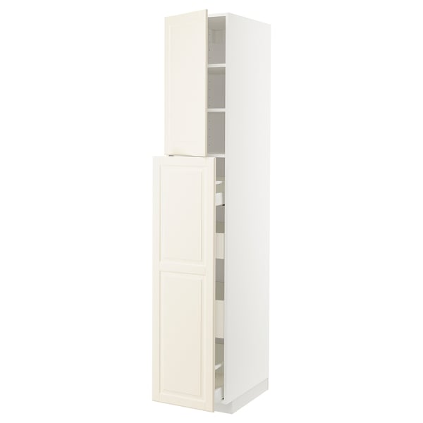 METOD / MAXIMERA Hs m utdrsfunk 4lådor/1dörr/2hpl - vit/Bodbyn off-white 40x60x220 cm