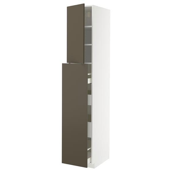 METOD / MAXIMERA Hs m utdrsfunk 4lådor/1dörr/2hpl - vit/Havstorp brun-beige 40x60x220 cm