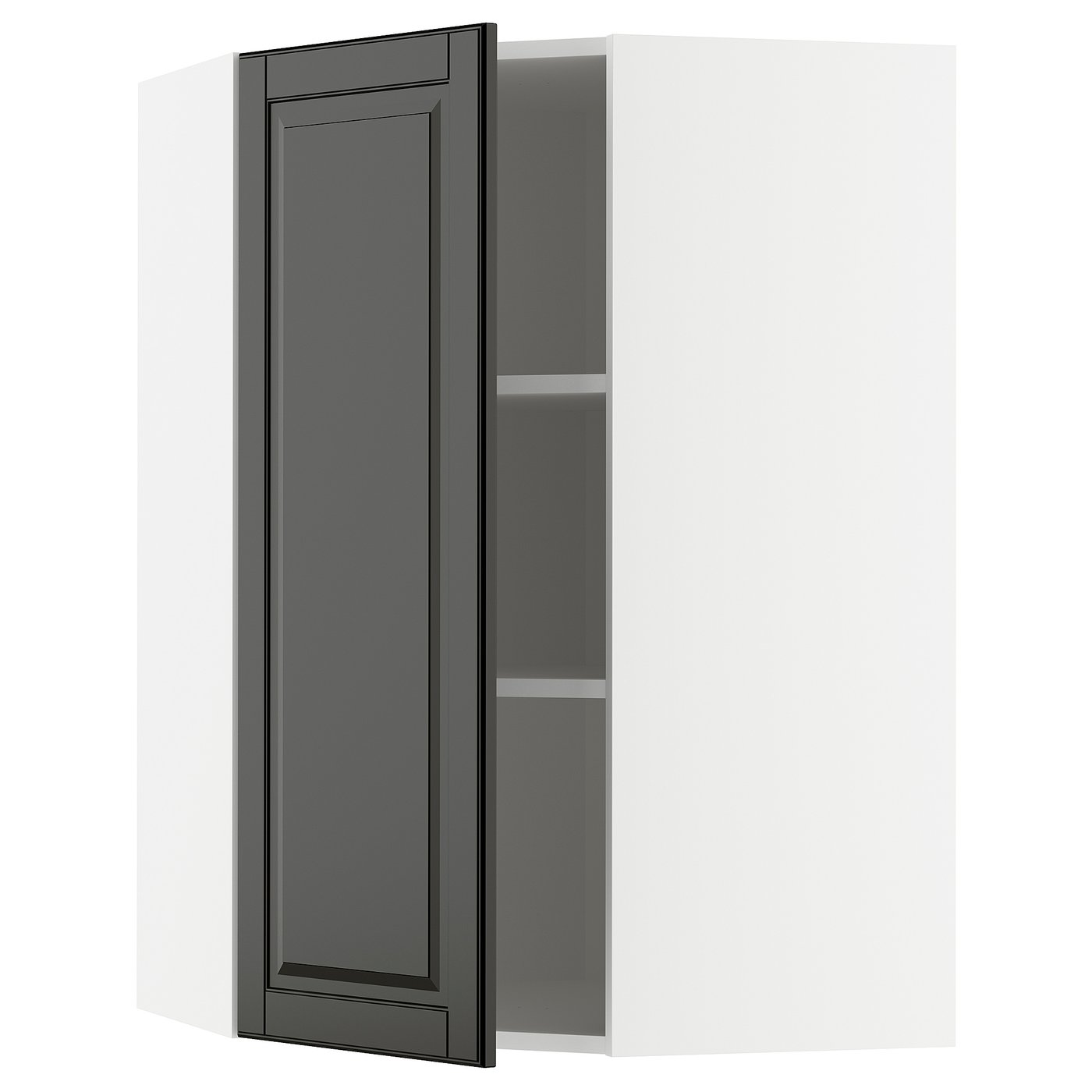 IKEA METOD vägghörnskåp med hyllplan, vit/bodbyn svart, 68x100 cm