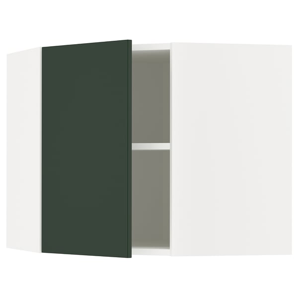 METOD Vägghörnskåp med hyllplan - vit/Havstorp djupgrön 68x60 cm