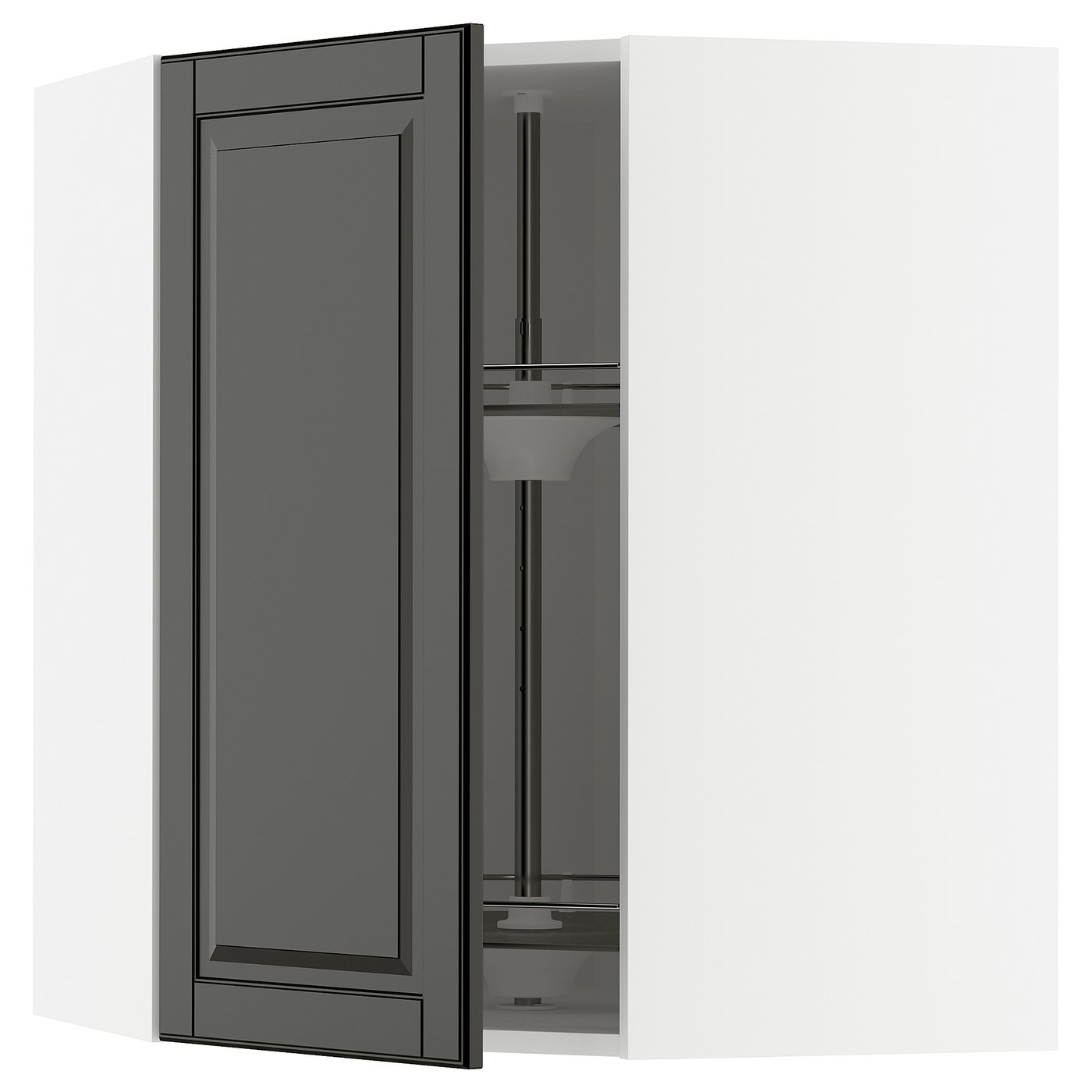 IKEA METOD vägghörnskåp med karusell, vit/bodbyn svart, 68x80 cm