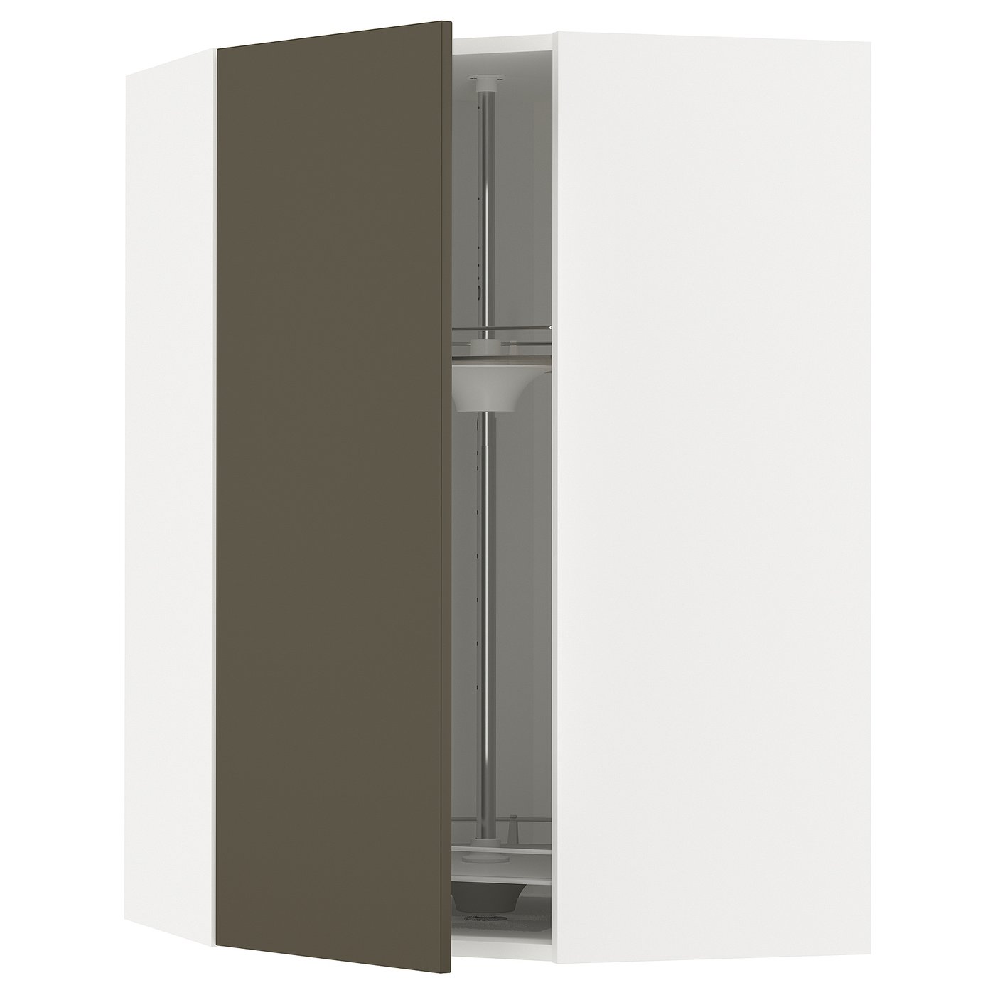 IKEA METOD vägghörnskåp med karusell, vit/havstorp brun-beige, 68x100 cm