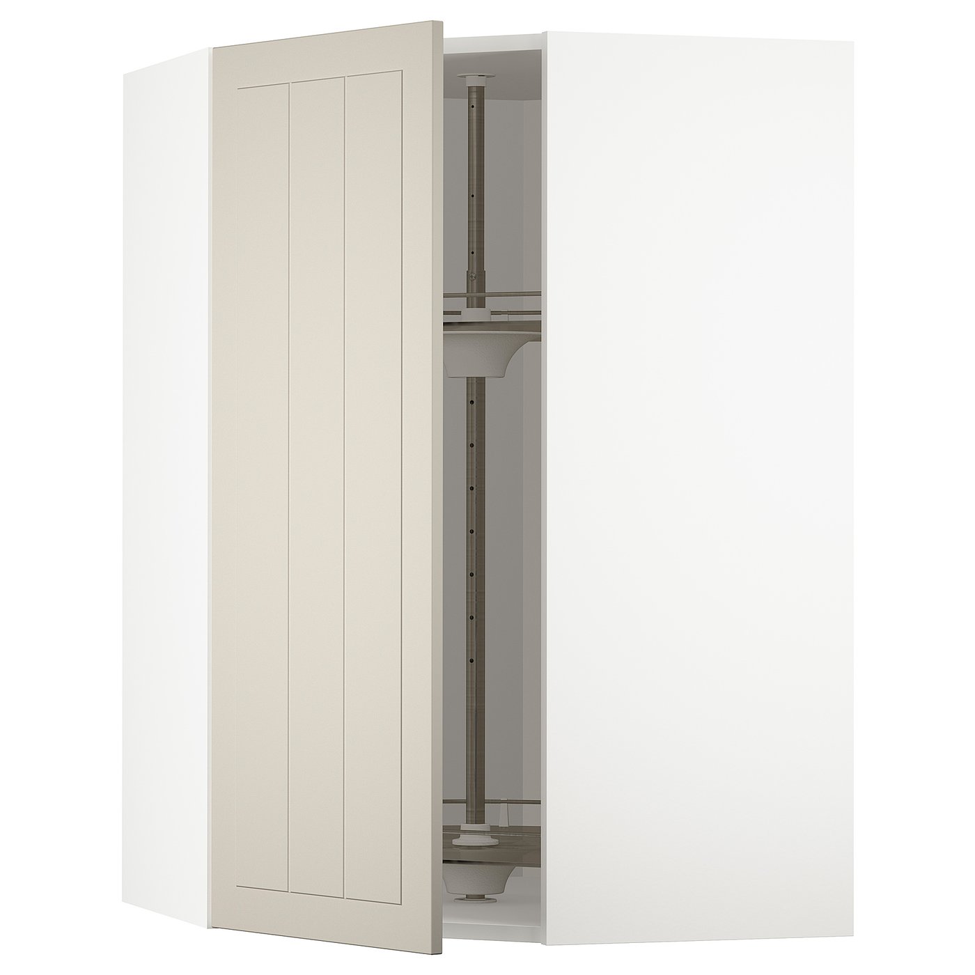 IKEA METOD vägghörnskåp med karusell, vit/stensund beige, 68x100 cm