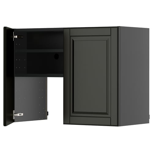 Svart METOD köksskåp med justerbar hylla och fasade luckor, elegant modern design.