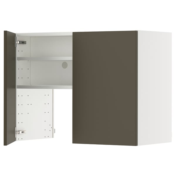 METOD Väggskåp f köksfläkt/dörr - vit/Havstorp brun-beige 80x60 cm