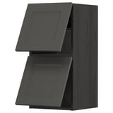 Svart köksskåp med två dörrar, elegant modern design, mörkgrå finish, vertikal rektangulär form.