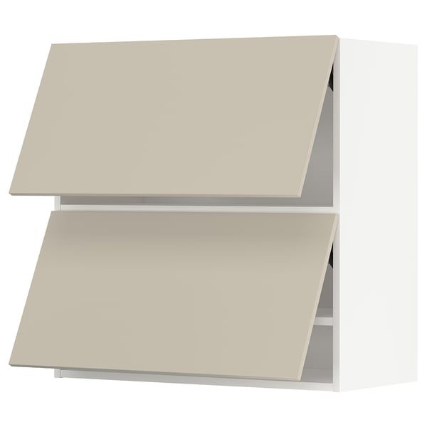 METOD Väggskåp horisontalt med 2 dörrar - vit/Havstorp beige 80x80 cm