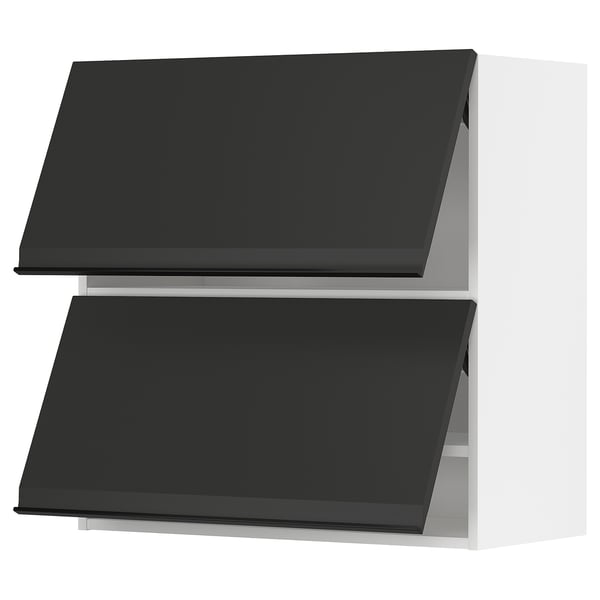 METOD Väggskåp horisontalt med 2 dörrar - vit/Upplöv matt antracit 80x80 cm