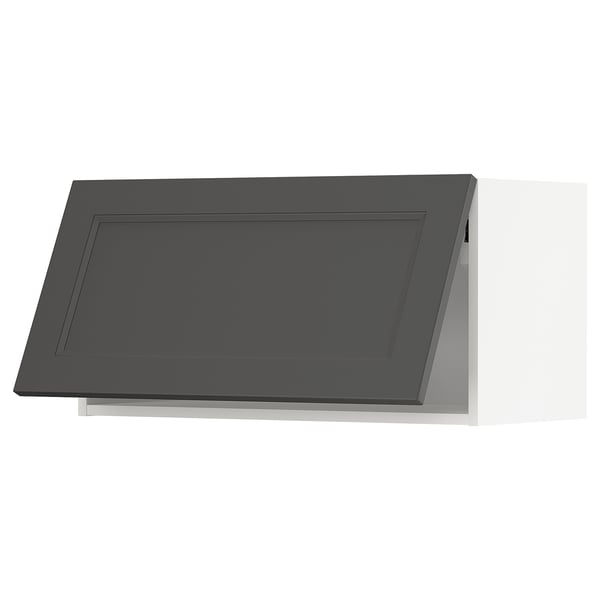 Ett mörkgrått IKEA METOD köksskåp med rektangulär design och ett elegant, modernt utseende.