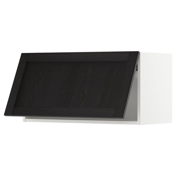 METOD Väggskåp horisontalt - vit/Lerhyttan svartlaserad 80x40 cm
