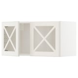 Ett vitt METOD-köksskåp med bodbyn-glasdörrar, med en traditionell design med fasade kanter och en varm känsla.