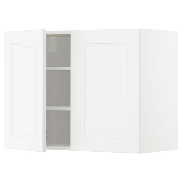METOD Väggskåp med hyllplan/2 dörrar - vit/Axstad matt vit 80x60 cm