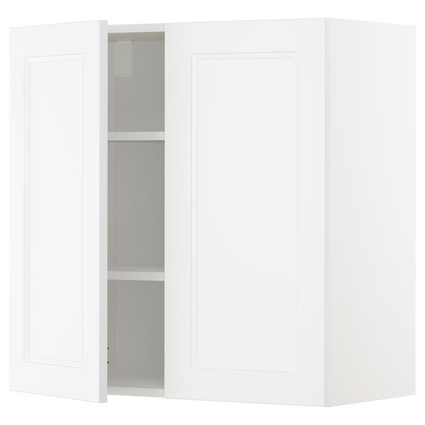 METOD Väggskåp med hyllplan/2 dörrar - vit/Axstad matt vit 80x80 cm