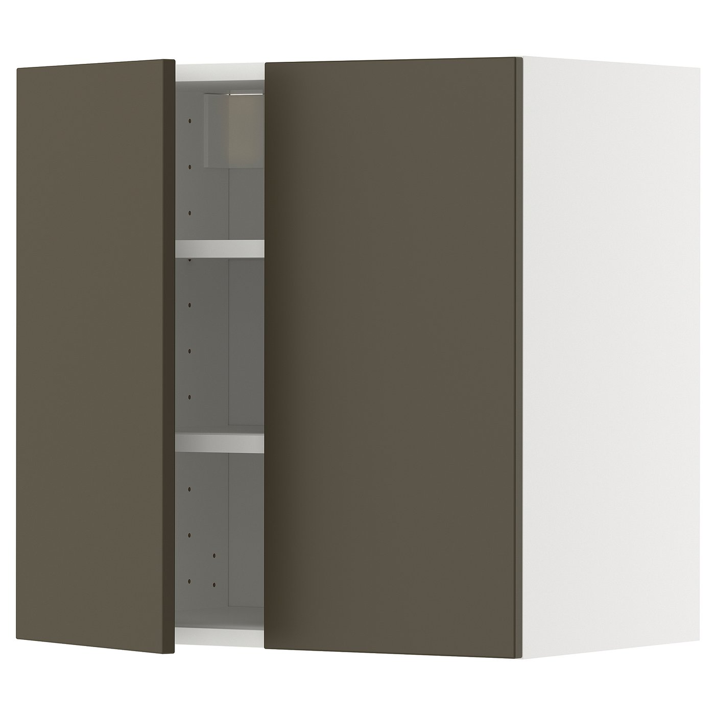 IKEA METOD väggskåp med hyllplan/2 dörrar, vit/havstorp brun-beige, 60x60 cm
