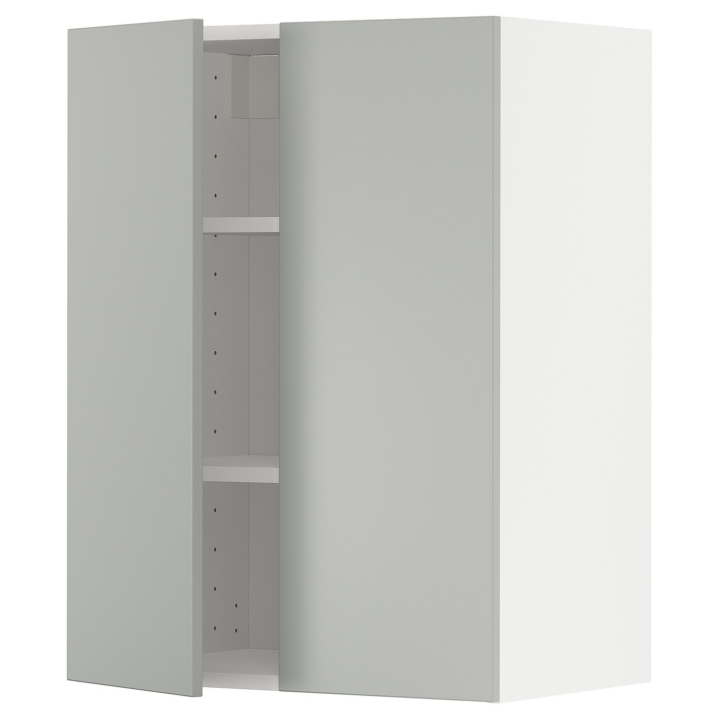 IKEA METOD väggskåp med hyllplan/2 dörrar, vit/havstorp ljusgrå, 60x80 cm