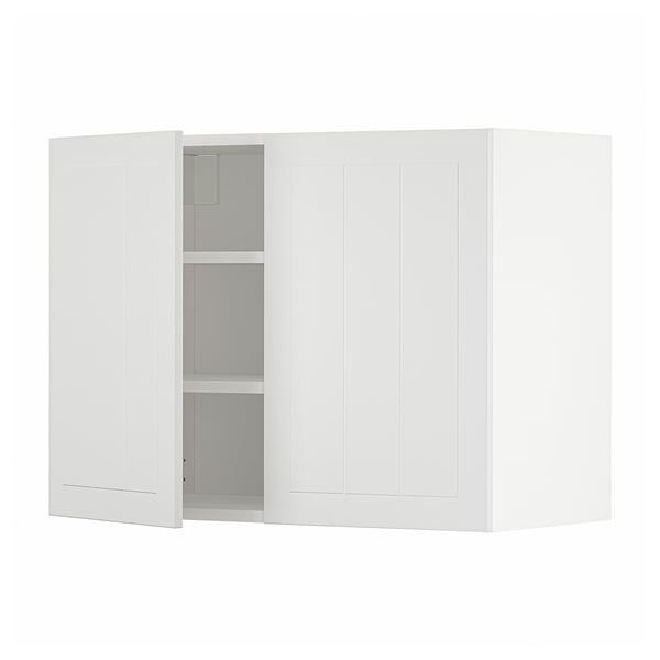 METOD Väggskåp med hyllplan/2 dörrar - vit/Stensund vit 80x60 cm