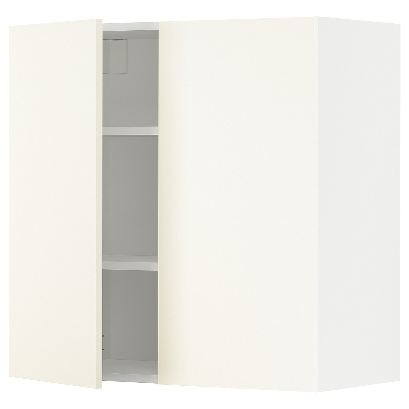 IKEA METOD väggskåp med hyllplan/2 dörrar, vit/vallstena vit, 80x80 cm