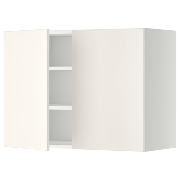 METOD Väggskåp med hyllplan/2 dörrar - vit/Veddinge vit 80x60 cm
