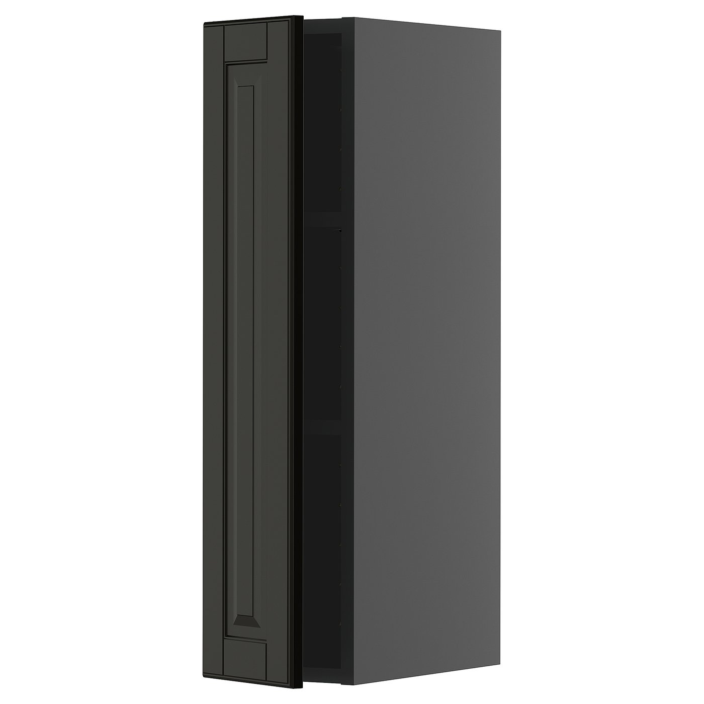 IKEA METOD väggskåp med hyllplan, svartgrå/bodbyn svart, 20x80 cm