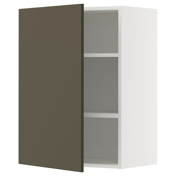 METOD Väggskåp med hyllplan - vit/Havstorp brun-beige 60x80 cm