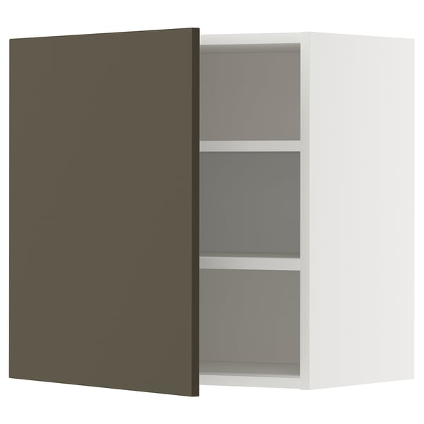 METOD Väggskåp med hyllplan - vit/Havstorp brun-beige 60x60 cm