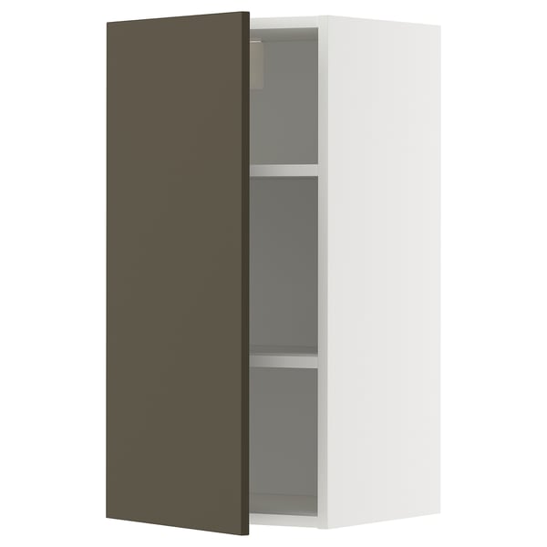 METOD Väggskåp med hyllplan - vit/Havstorp brun-beige 40x80 cm