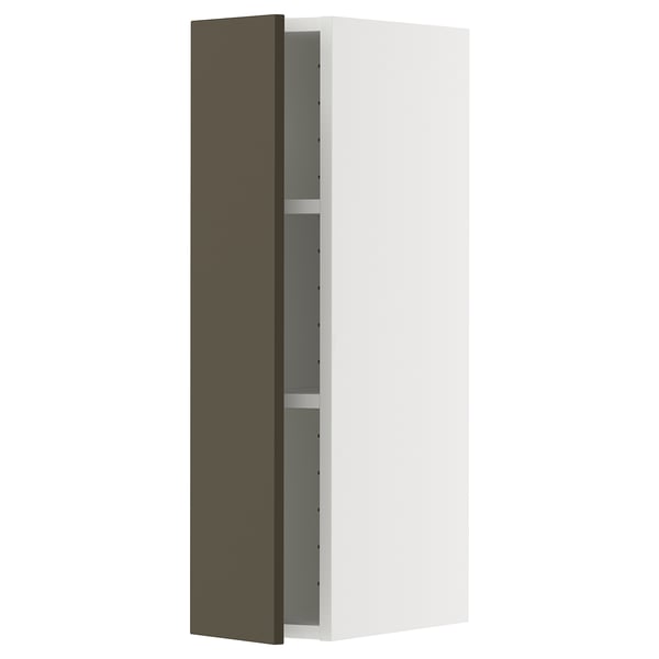 METOD Väggskåp med hyllplan - vit/Havstorp brun-beige 20x80 cm