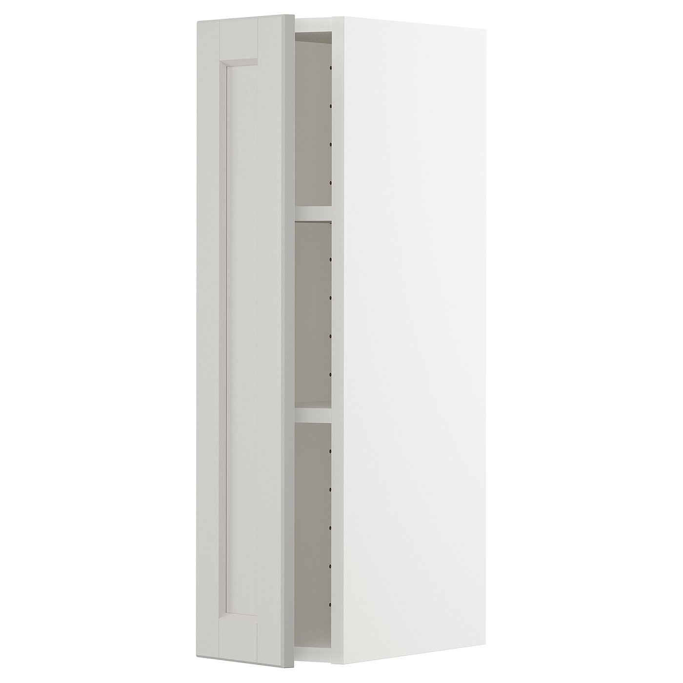 IKEA METOD väggskåp med hyllplan, vit/lerhyttan ljusgrå, 20x80 cm