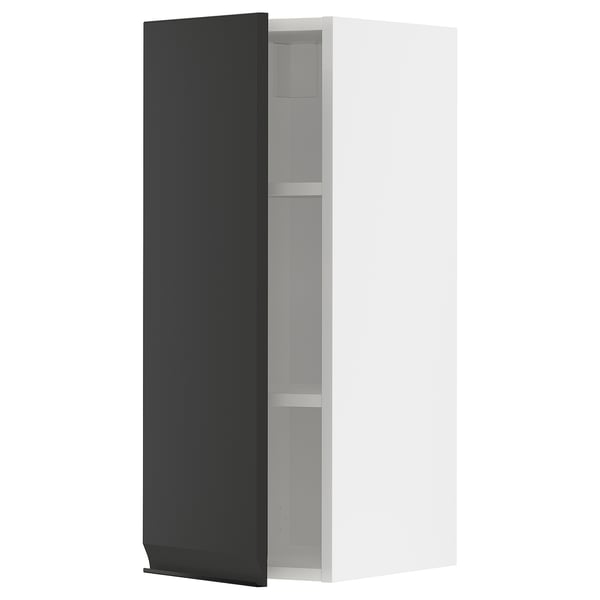 METOD Väggskåp med hyllplan - vit/Upplöv matt antracit 30x80 cm