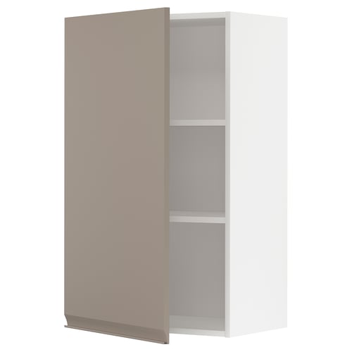 METOD väggskåp med upplöv matt gråbeige lucka, minimalistisk design.