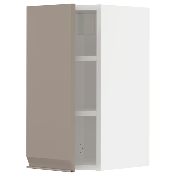 METOD Väggskåp med hyllplan - vit/Upplöv matt mörkbeige 30x60 cm