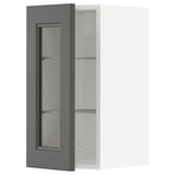 Modernt grått köksskåp med glasdörr, justerbar hylla, fyrkantig design.